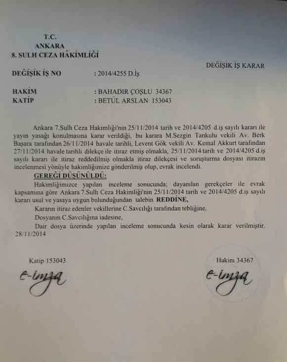 Ankara Barosundan yayın yasağına itiraz Ankara Barosundan yayın yasağına itiraz