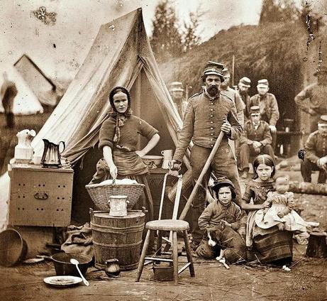 ABD İç Savaşı sırasında çadırda yaşayan bir asker ailesi (1861)
