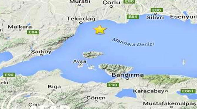 Marmara Denizi’nde  4.5 büyüklüğünde deprem