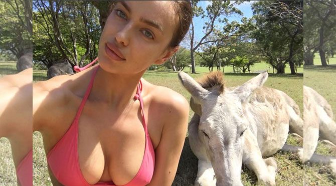 Irina Shayk’ın eşek ile selfie’sine 100 bin beğeni