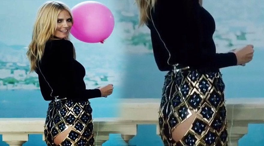 Heidi Klum’den ‘popo’ dekolteli etek