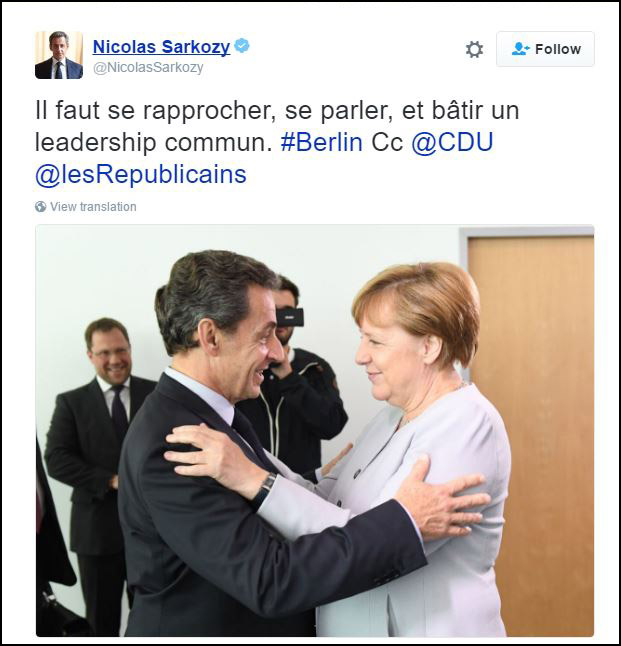 Sarkozy, görüşmeyi resmi Twitter hesabından yaptığı 