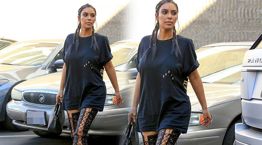 Kim Kardashian dantel çizmeleriyle kendine hayran bıraktı