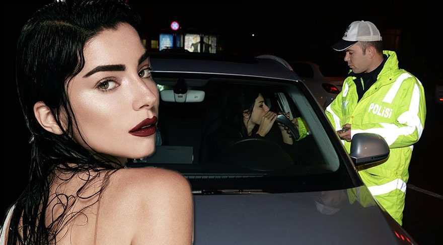 Merve Boluğur trafik kontrolüne takıldı
