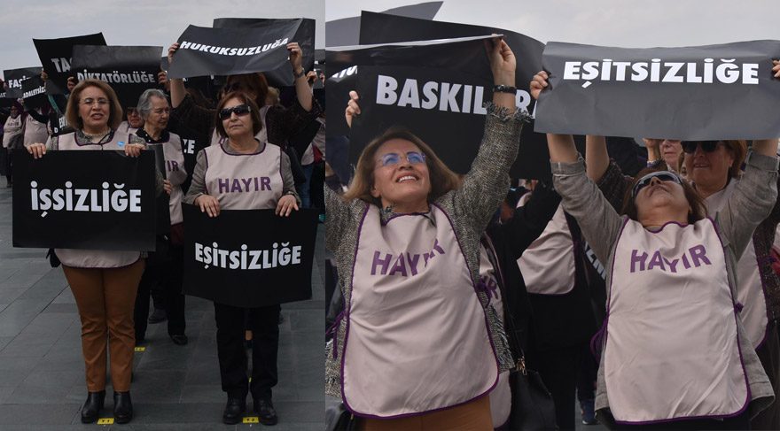 FOTO:DHA - Selvi Kılıçdaroğlu (en önde sağdaki) Y harfinin en önünde yer aldı. 