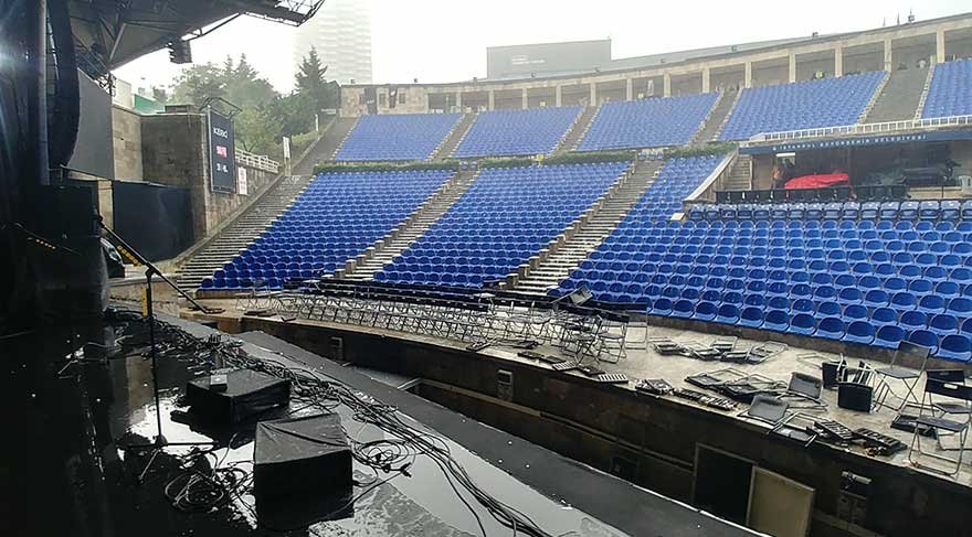 Duman konserine fırtına engeli