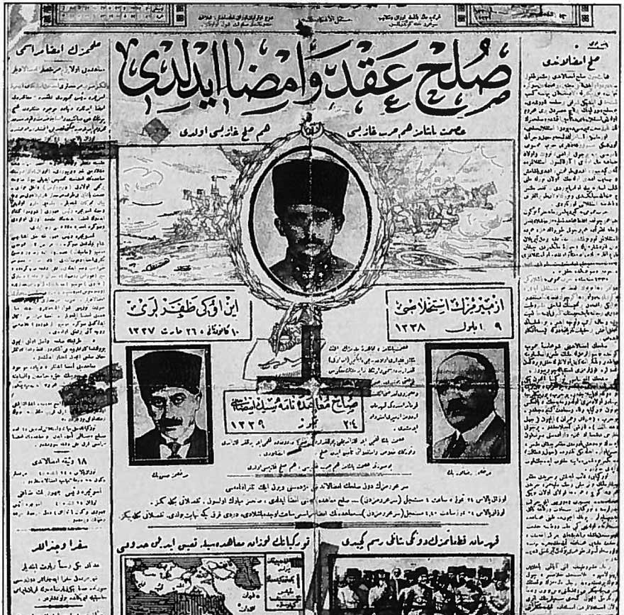 Lozan'ın imzalandığını manşetten veren 25 Temmuz 1923 tarihli Tevhid-i Efkar gazetesi.