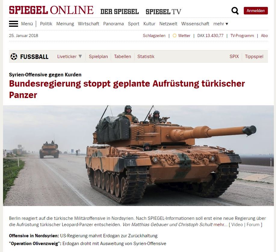 Alman haber dergisi Der Spiegel, web sitesinden haberi böyle duyurdu.