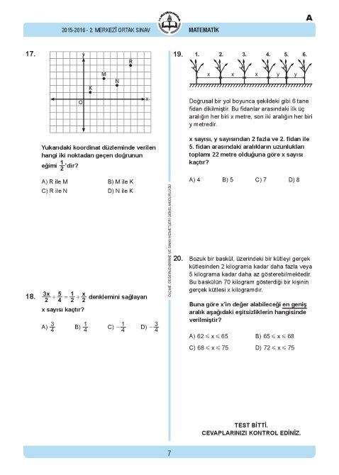 TEOG Matematik soruları ve cevapları! TEOG 2016 soru kitapçığı ve cevap