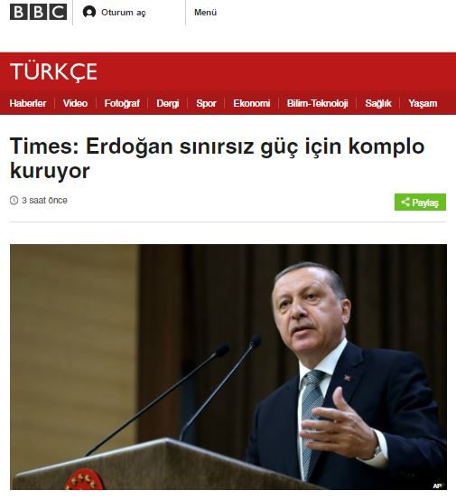 BBC Türkçe, İngiliz Times gazetesinin bugün sayfalarına taşıdığı haberi aktardı.