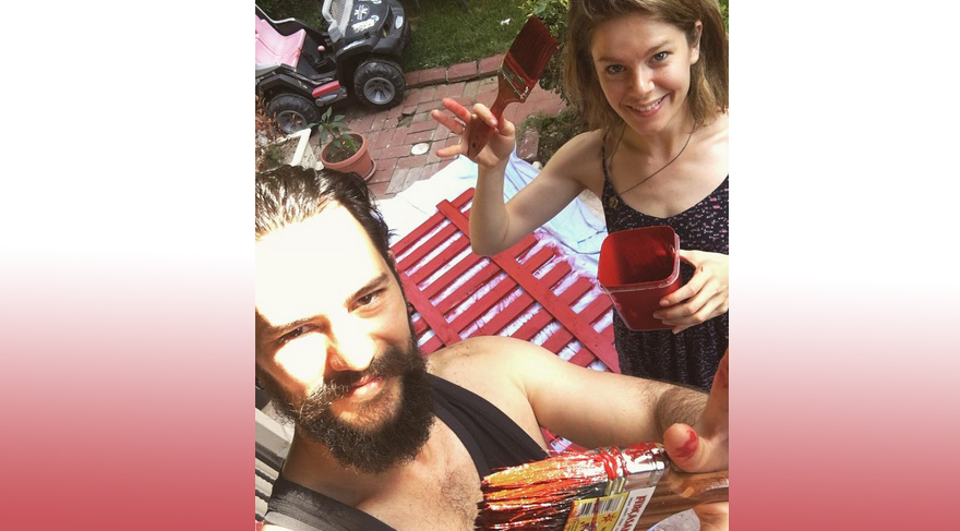 Burcu Biricik ve sevgilisi boya yaptı