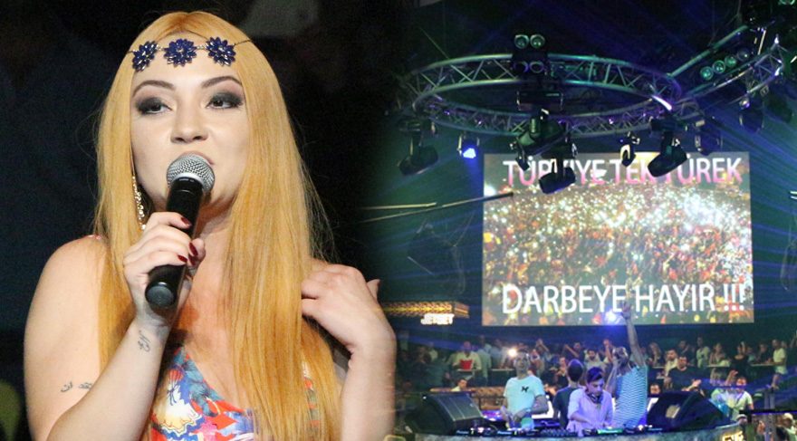 Ece Seçkin sahnede çıkmadan önce ‘Darbeye hayır’ mesajı