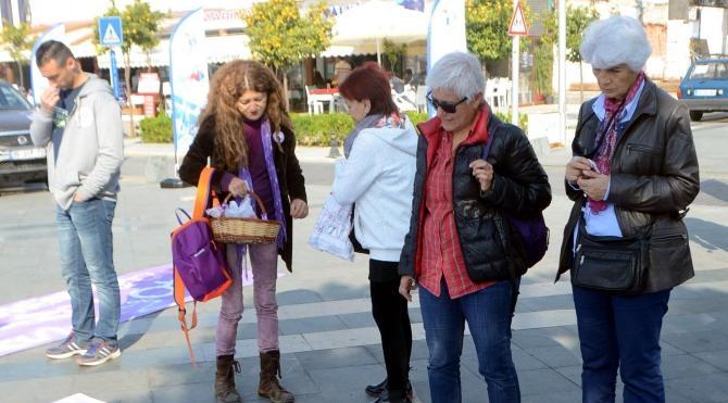 Bodrum'da kadınlardan şiddete karşı eylem
