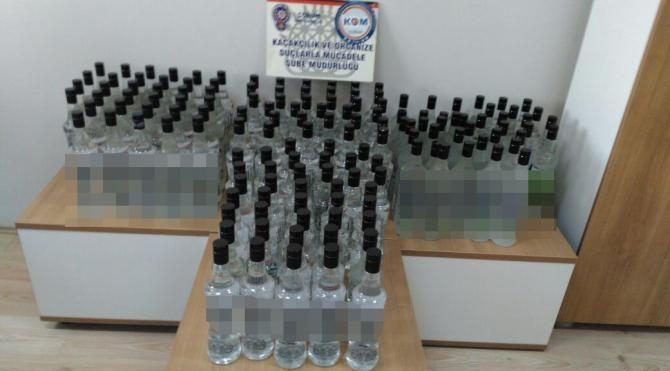 170 şişe sahte rakı ele geçirildi