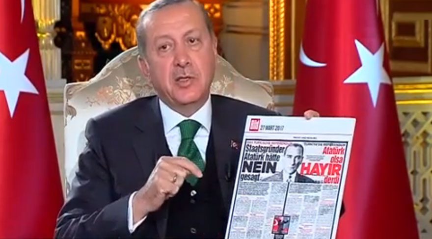 Cumhurbaşkanı Erdoğan da Bild'in manşetini, Atatürk üzerinden yüklenmişti.
