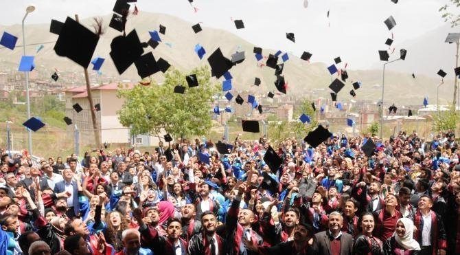 Hakkari Üniversitesi'nde halaylı mezuniyet sevinci