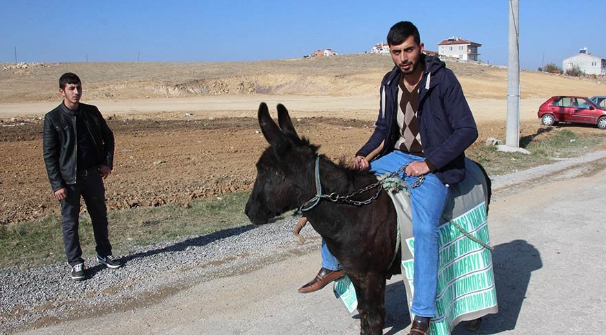 Akaryakıt zammı otomobilden indirip eşeğe bindirdi ...