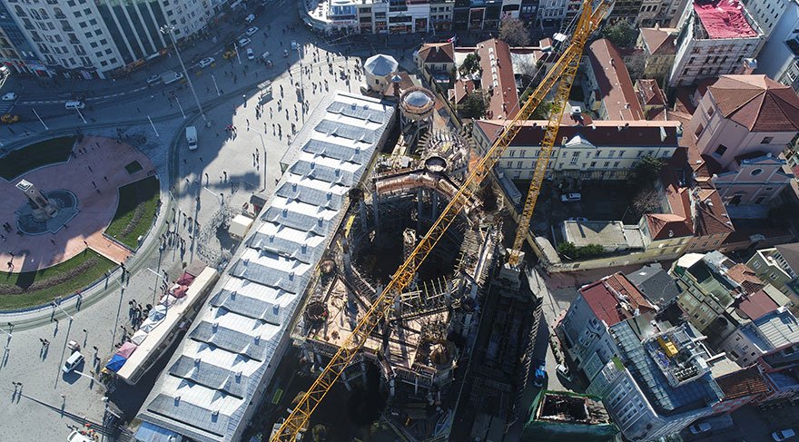 Taksim Camii'nin inşaatındaki son durum havadan ...