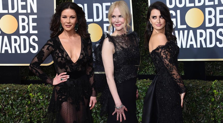 75. Golden Globes (Altın Küre) kırmızı halısına siyah kıyafetler damgasını vurdu
