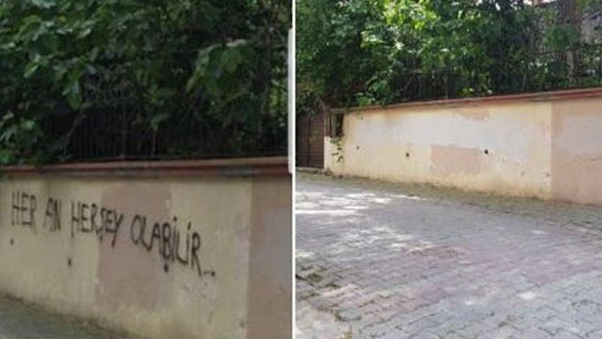 AkÅenerâin evinin önüne tehdit içerikli yazı yazan Åüpheli serbest