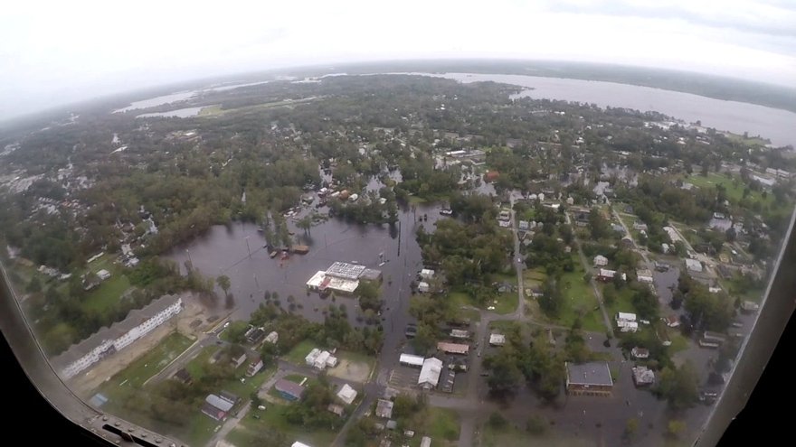  Flooded areas are seen in the sky. Reuters 