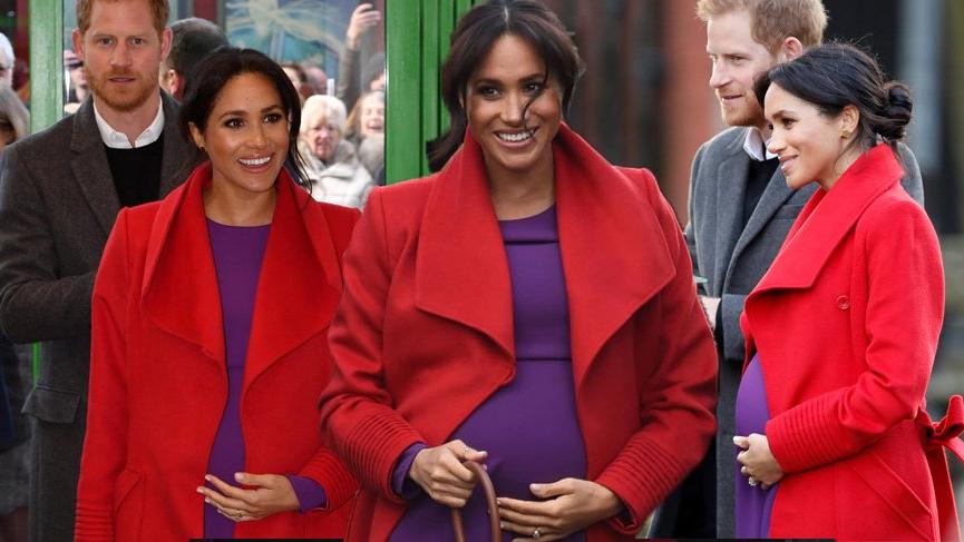 Meghan Markle’ın ziyaret sırasında elinin sürekli karnında olması tepki çekti