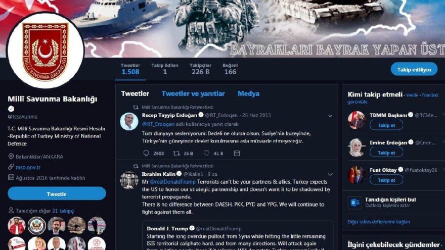 Milli Savunma Bakanlığı, Trump’a Erdoğan’ın mesajı ile cevap verdi
