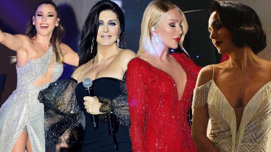 Yeni yılda sahne alan ünlülerin dekolteleri dikkat çekti