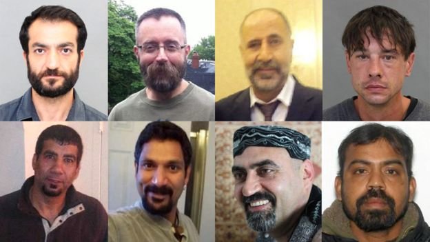 Sol üstten saat yönüne doğru kurbanlar: Selim Esen, Andrew Kinsman, Majeed Kayhan, Dean Lisowick, Kirushna Kumar Kanagaratnam, Abdulbasir Faizi, Skandaraj Navaratnam, Soroush Mahmudi
