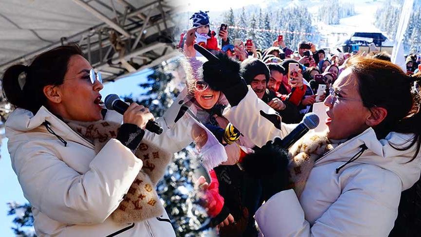 Demet Akalın, vatandaşla tokalaşırken eldiven taktı
