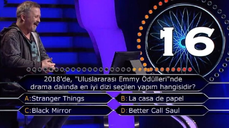 2018’de, “Uluslararası Emmy Ödülleri’nde dramda dalında en iyi dizi seçilen yapım hangisidir? Kim Milyoner Olmak İster sorusu cevabı…