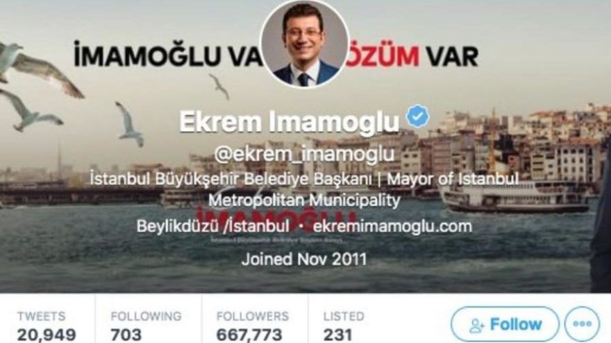 İmamoÄlu Twitterâdaki profiline de güncelledi