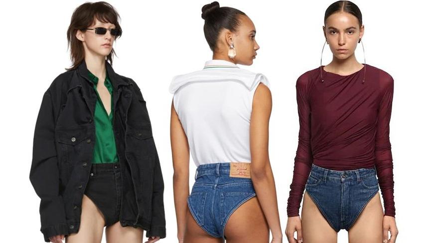 Y Project markasının denim şortları meğer iç çamaşırıymış