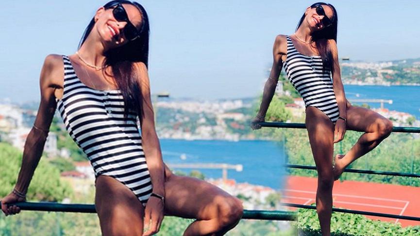 Cemre Kemer çizgili mayosu üzerinden gönderme yaptı