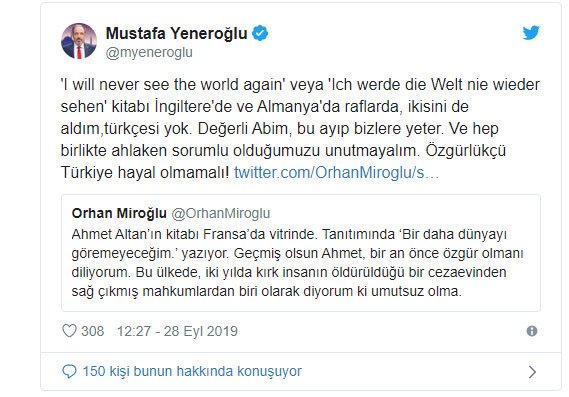ahmet altan orhan miroğlu tweet ile ilgili görsel sonucu