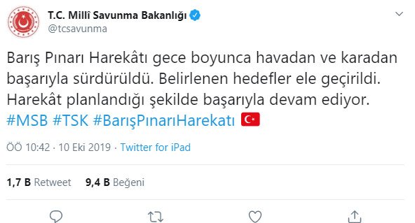 MSB'den açıklama: Harekat planlandığı şekilde başarıyla devam ediyor