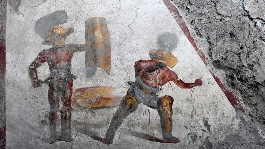 Pompeii’de gladyatör freski bulundu