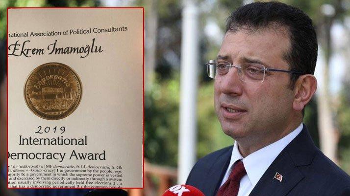 İmamoğlu’na uluslararası demokrasi madalyası