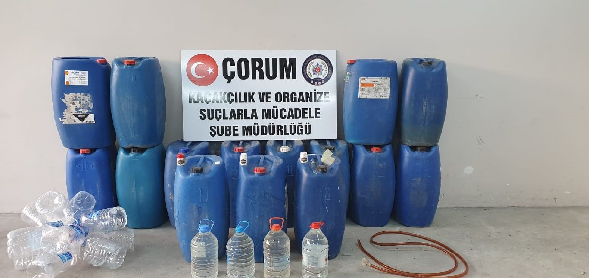 Çorum: 581 litre sahte votka, viski, 623 litre kaçak şarap
