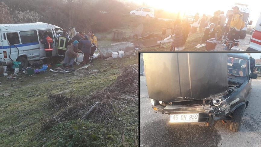 İşçi servisi ile otomobil çarpıştı: 13 yaralı