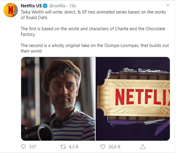 Oscarlı Charlie’nin Çikolata Fabrikası ile Netflix’e geliyor