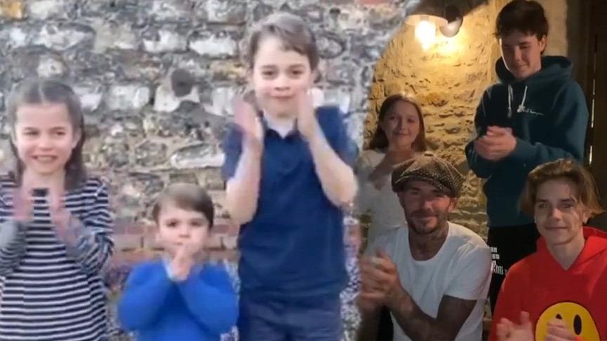 Kate Middleton ile Prens William’ın çocukları ve Beckham ailesi sağlık çalışanlarını alkışladı