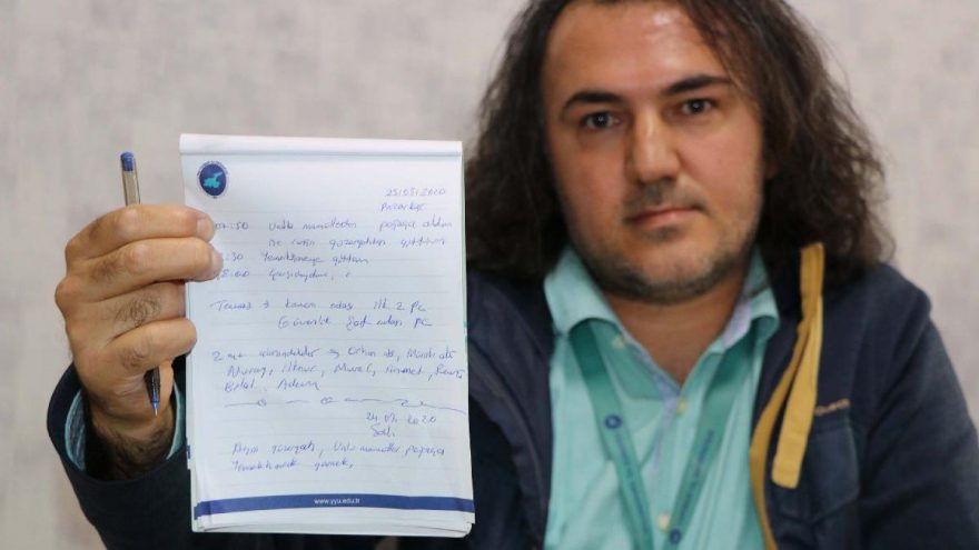 İlk corona virüsü vakasının ardından görüştüğü kişileri not alıyor