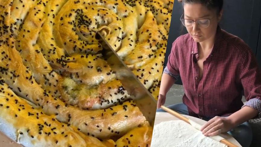 Nurgül Yeşilçay yufka açtı, börek yaptı