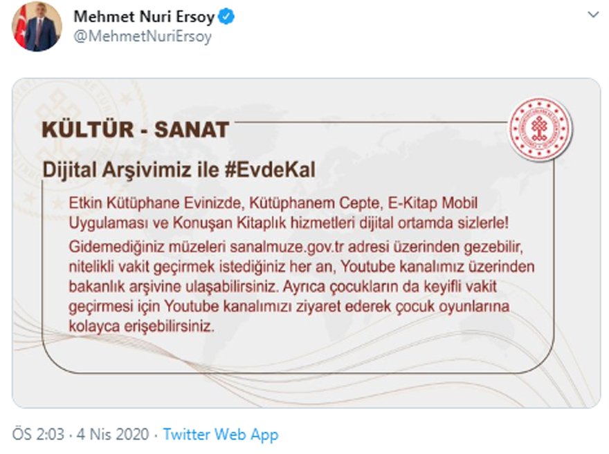 Kultur Ve Turizm Bakani Ersoy Yapilan Duzenlemeleri Paylasti Son Dakika Haberleri