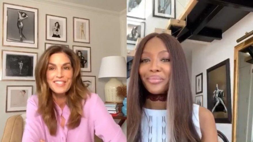 Naomi Campbell ve Cindy Crawford canlı yayında