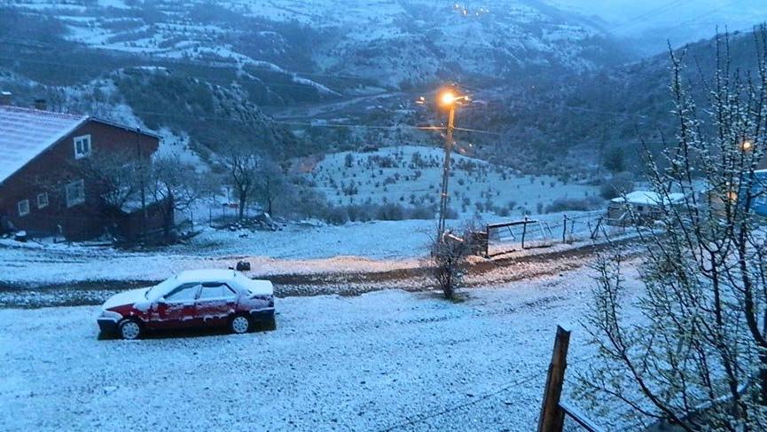 Posof güne karla uyandı