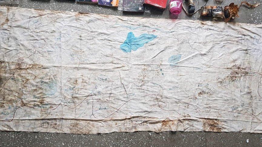 Terör örgütüne ait elle çizilmiş harita ele geçirildi!