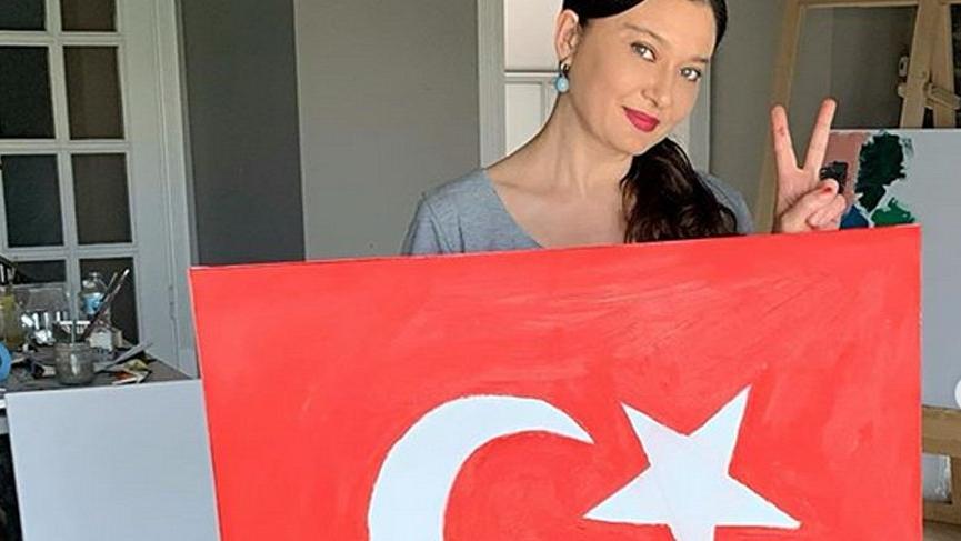 Nurgül Yeşilçay bayrağını kendisi yaptı