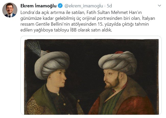 Fatih Sultan Mehmet'in portresini İBB satın aldı - Kültür-Sanat ...
